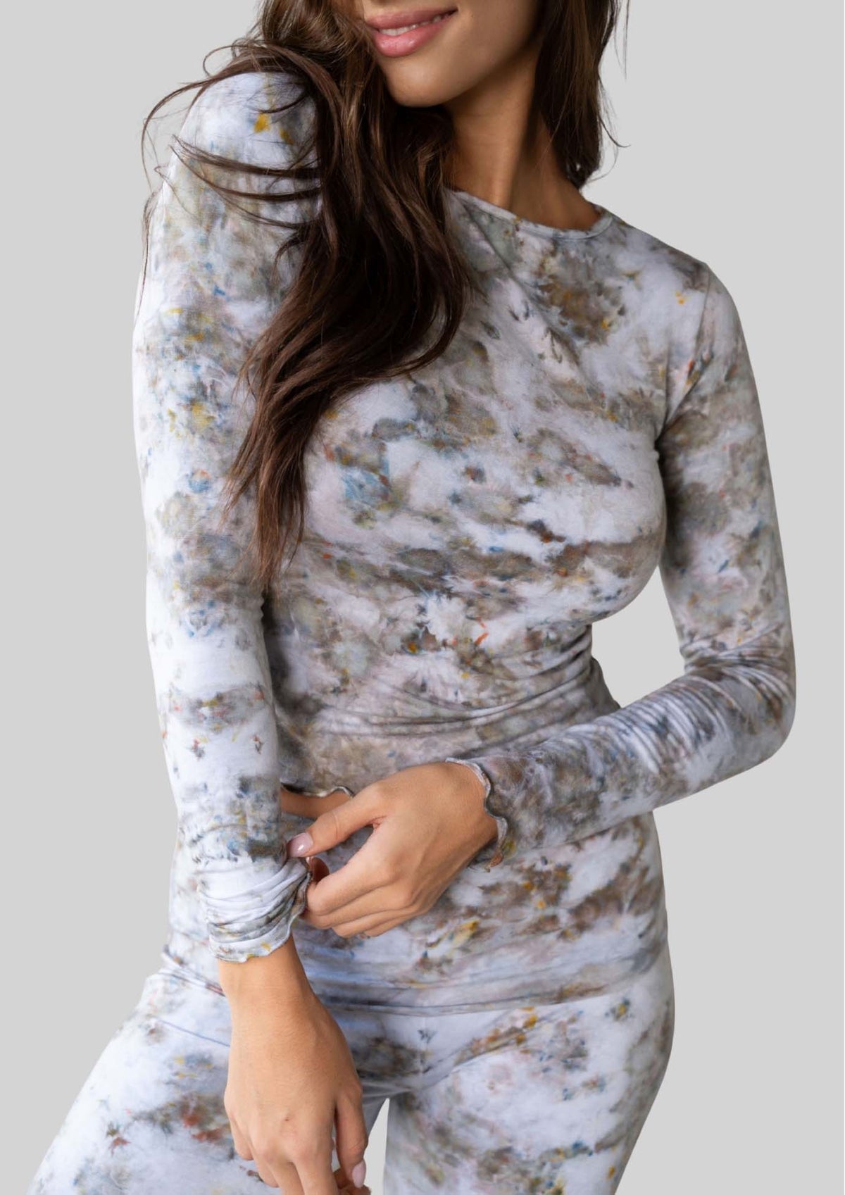 JALA Chill Top in Morel, hand dyed long sleeve, front view
