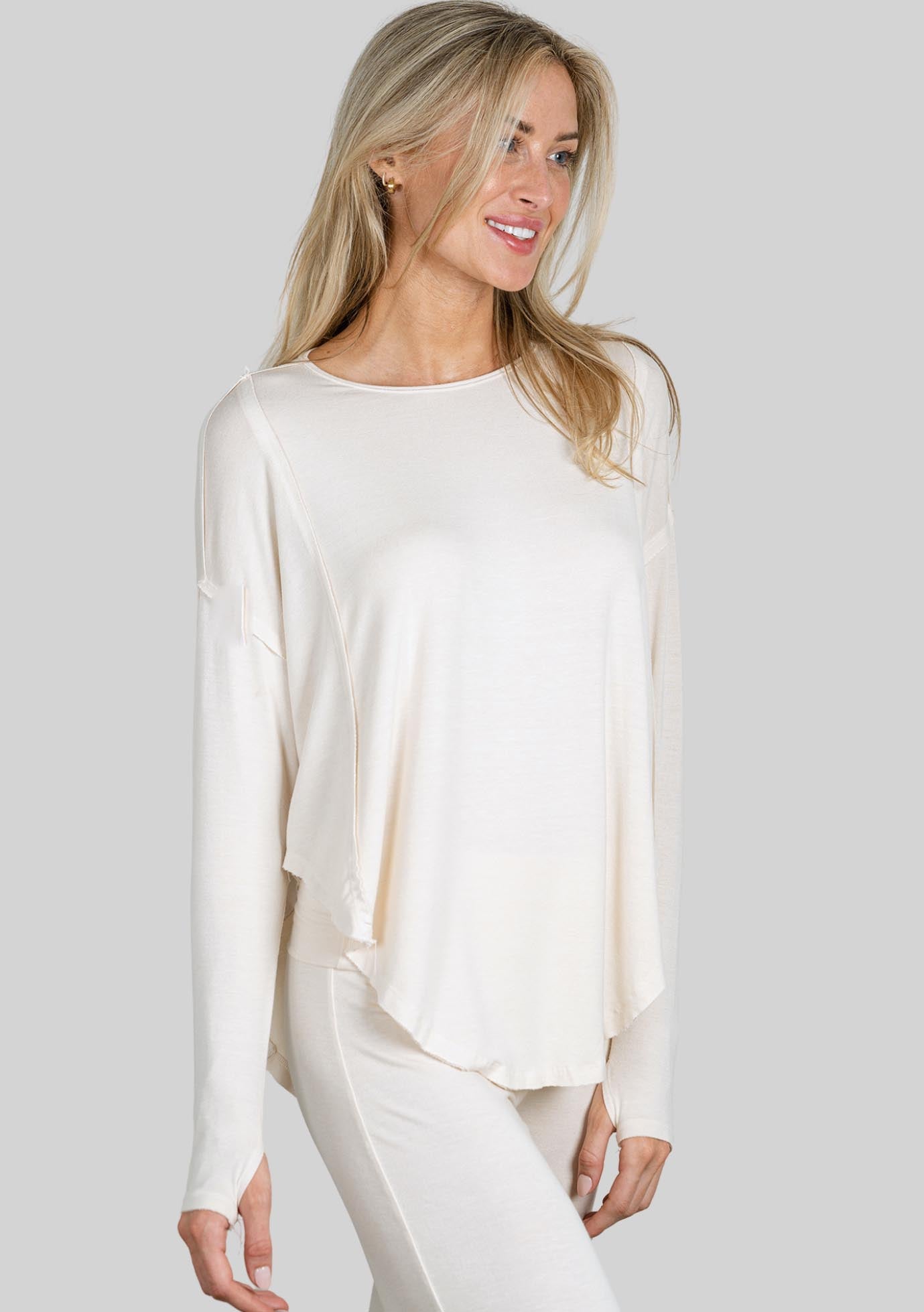 Jala Flow Top in Cream - side view