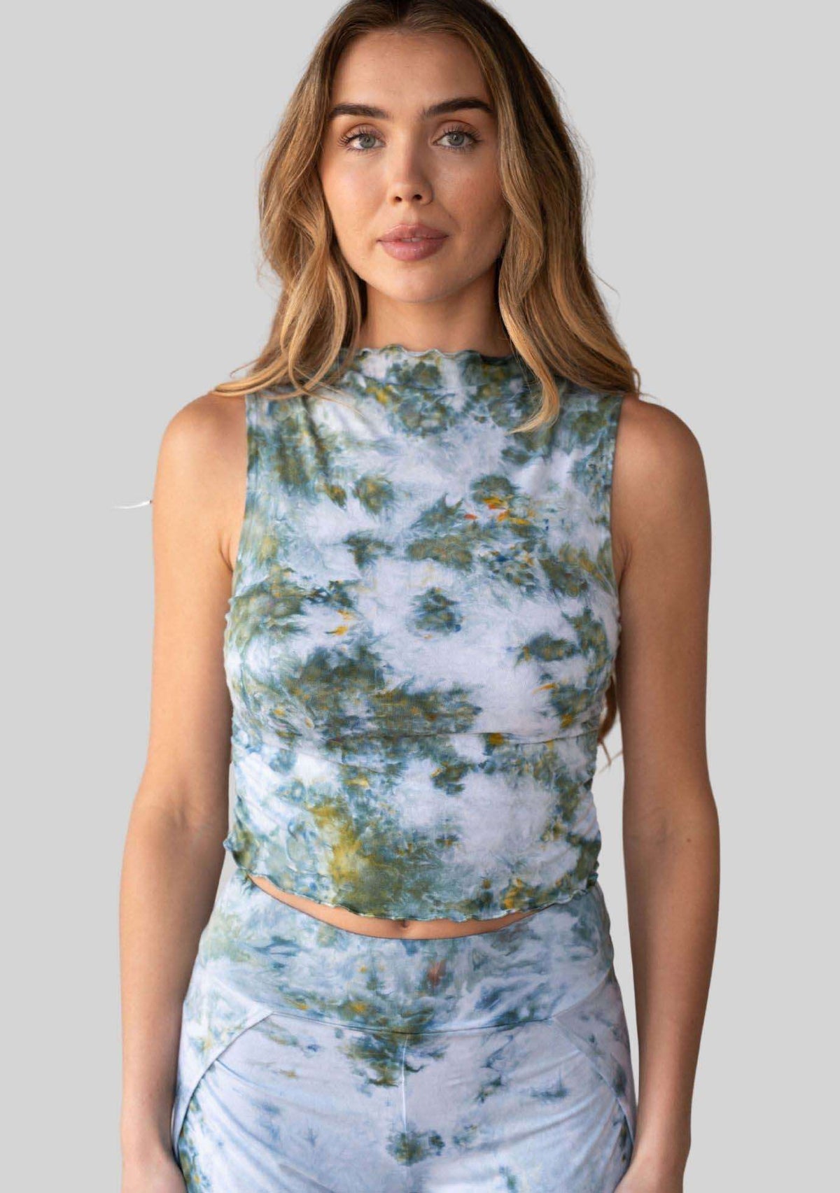 Jala Whisper Tank in Seaweed - detail view