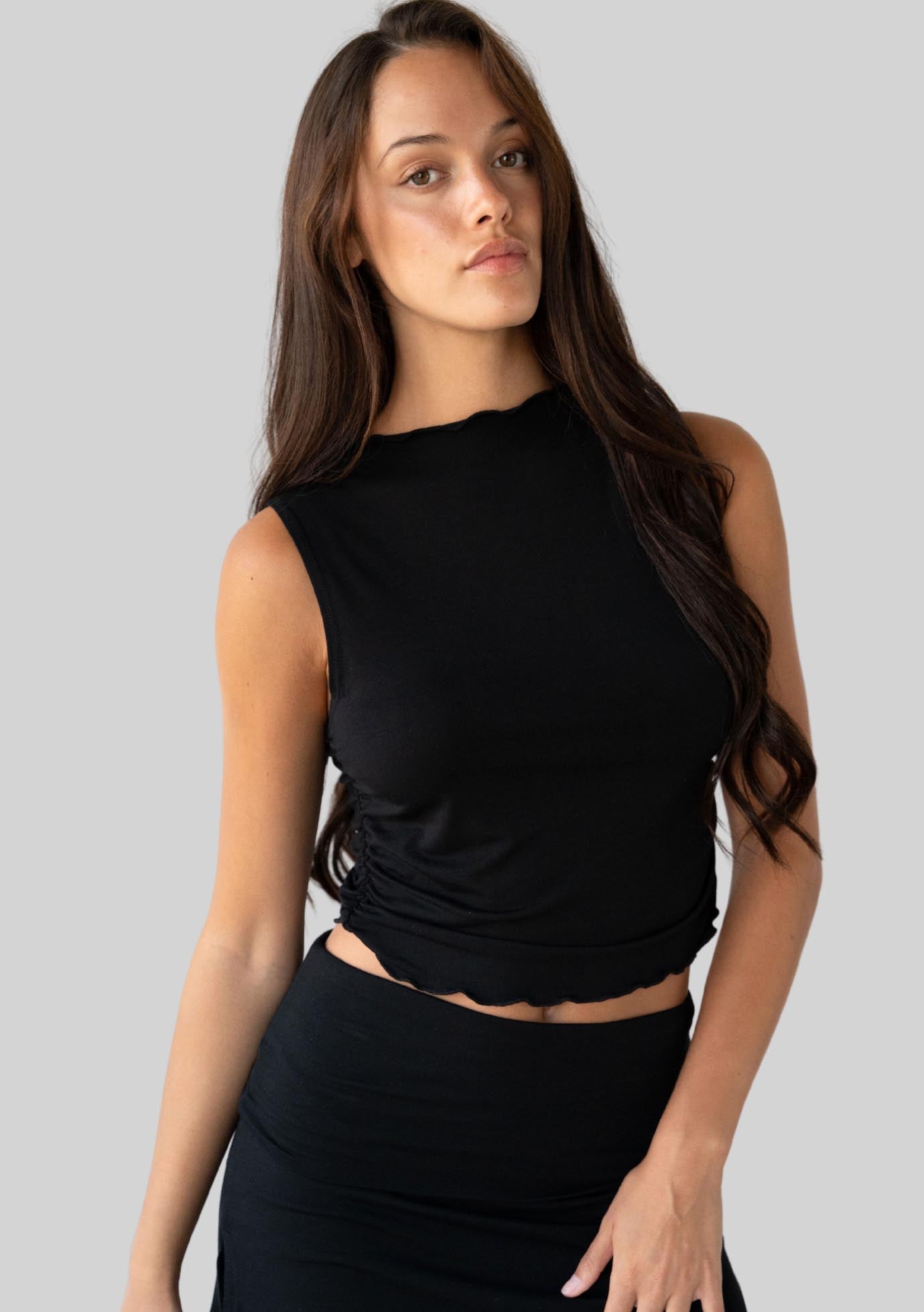 Jala Whisper Tank in Black - side view