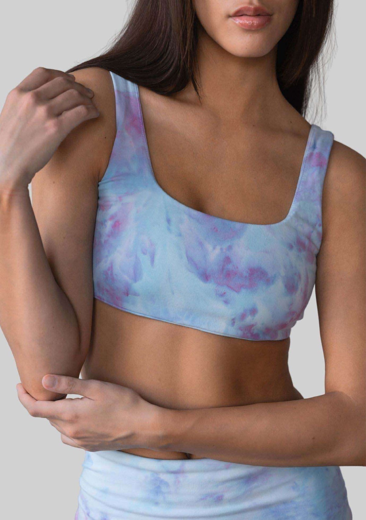 Jala Anya Bralette in Sugar Sky - model photo. [label] Amelia is 5'9" S