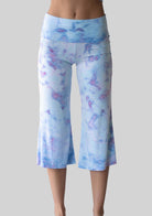Jala Chill Yoga Capri in Sugar Sky - front view. [label] Athena is 5'9" XS