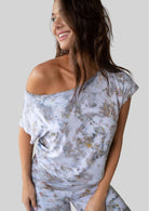 JALA Dreamer Dolman Tee in Morel, hand dyed relaxed fit tee, front view