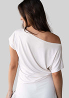 Back view of the JALA Dreamer Dolman Tee in Cream