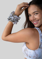 JALA Scrunchie in Morel worn in the hair