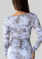 Back view of the JALA Kira Wrap Top in Morel