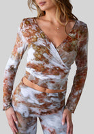 Jala Kira Wrap Top in Terra - back view
