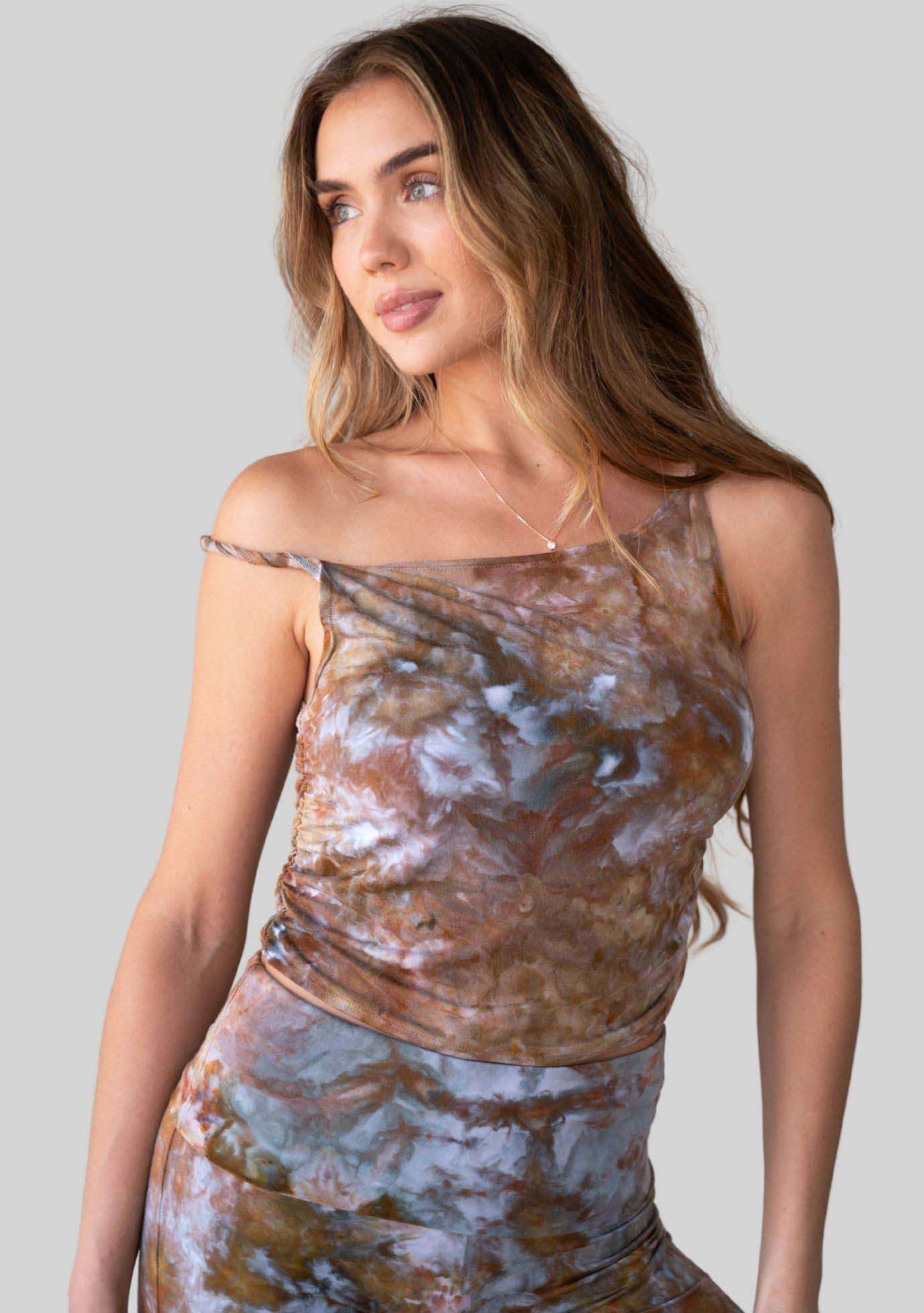 Jala Muse Tank in Terra - model photo. [label] Athena is 5'9" XS