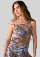Jala Muse Tank in Terra - model photo. [label] Athena is 5'9" XS