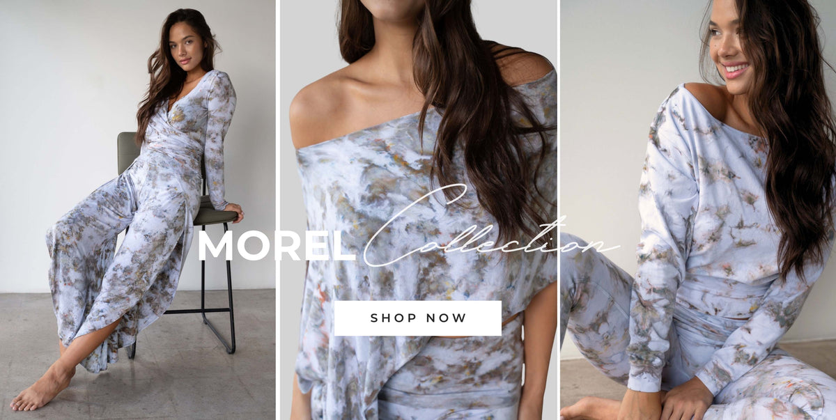 The JALA Morel Collection, hand dyed loungewear in warm earthy tones