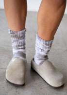 JALA Retro Scrunch Socks in Morel, hand dyed cotton