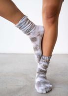 JALA Retro Scrunch Socks in Morel worn scrunched down