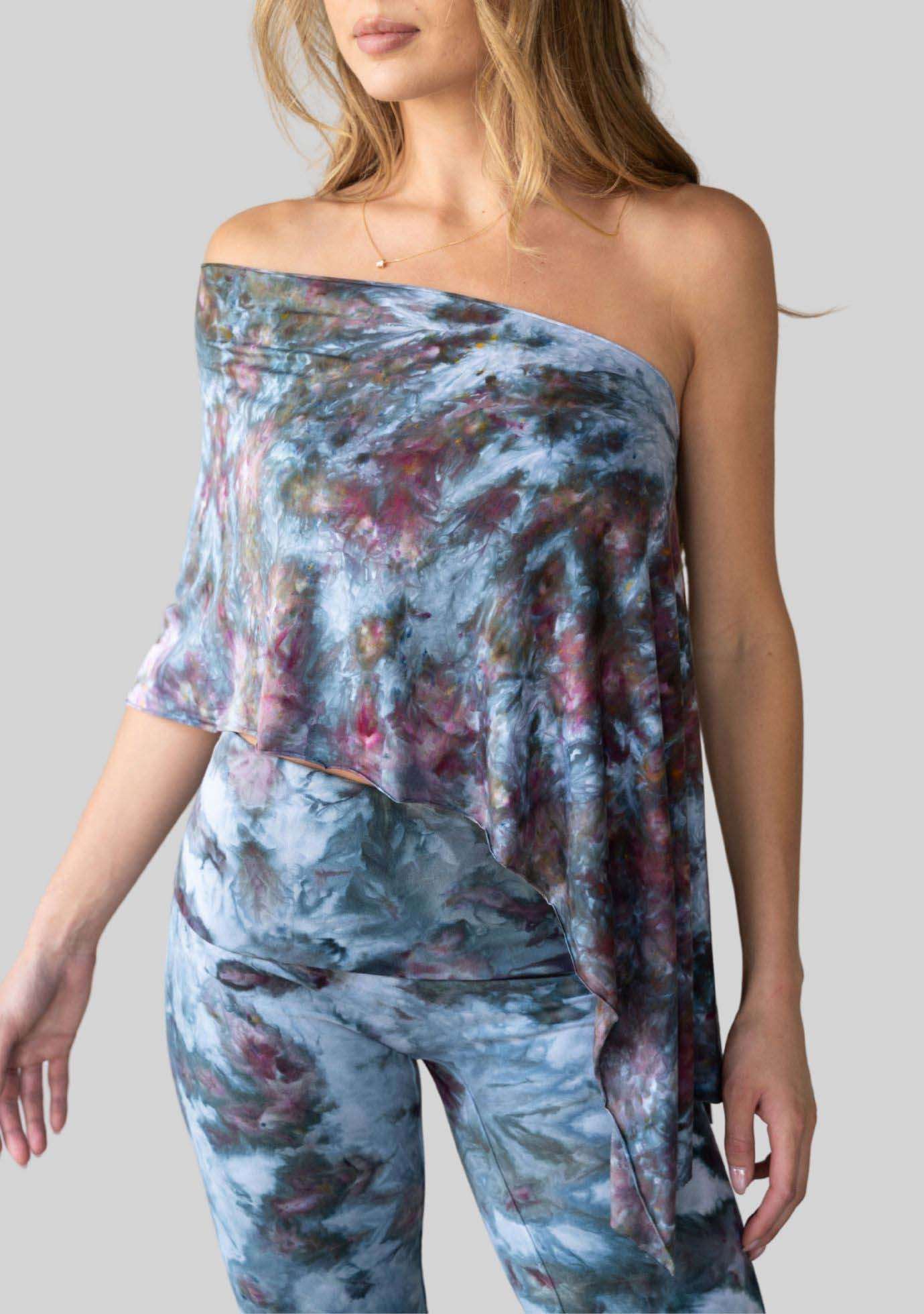 Jala Unwind Poncho in Aurora - one shoulder style. [label] One Shoulder