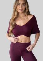 Jala Unwind Poncho in Merlot - off the shoulder style. [label] Off The Shoulder