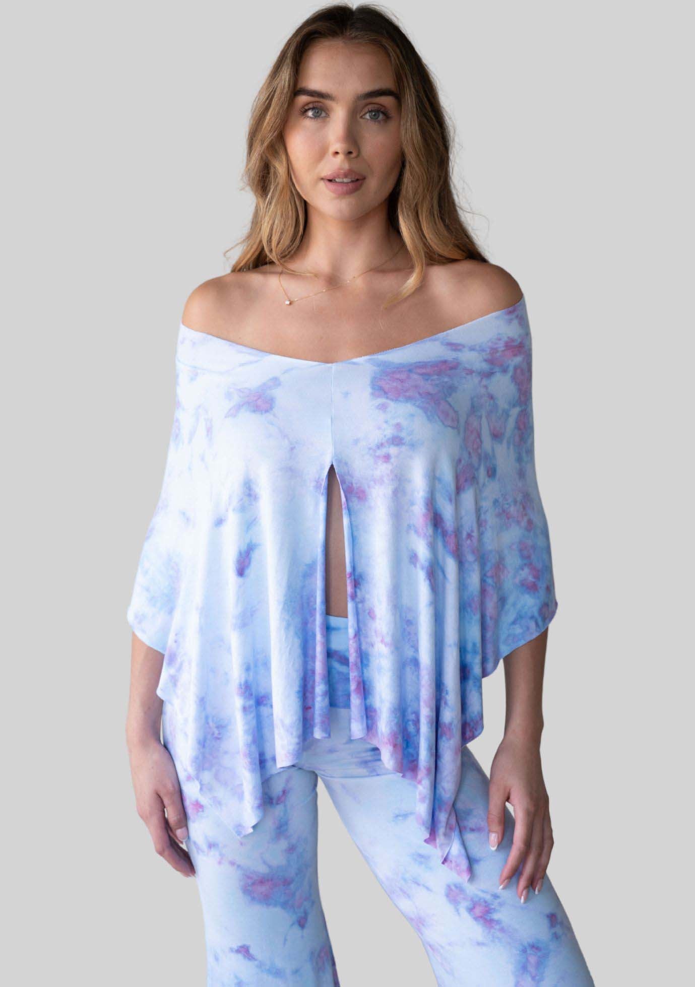 Jala Unwind Poncho in Sugar Sky - back view