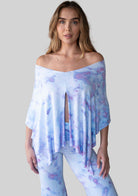 Jala Unwind Poncho in Sugar Sky - back view