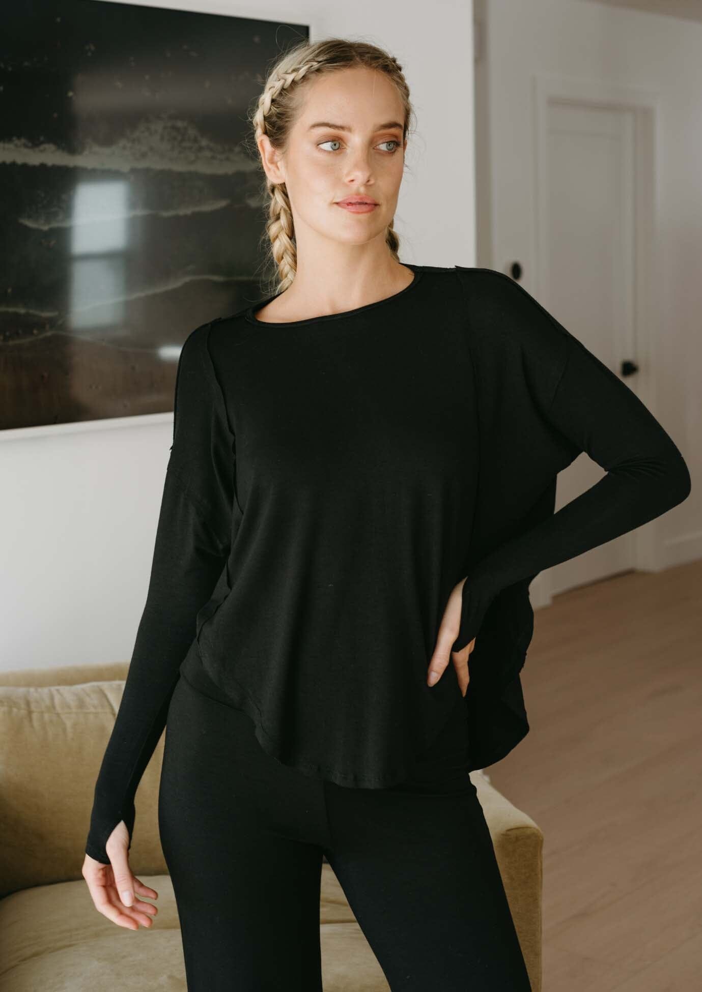 Ribbed Rose Top - Black